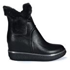 Gizli Dolgu Topuklu Kadın Siyah Bot