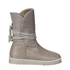 Süet Vizon İp Detaylı Kadın Yarım Çizme