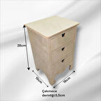Ahşap boyanabilir ayaklı 3 çekmeceli takı-aksesuar dekoratif organizer kutu