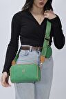 2 Gözlü Yeşil Çapraz Askılı Mini Cüzdanlı Kadın Çanta