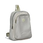 İki Gözlü Fermuarlı Bej Kadın Sırt Çantası