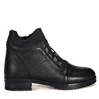 Bordolli Siyah Dalgıç Kumaş Kadın Deri Bot