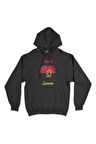 Luanda Angola  Bayraklı Kalpli Siyah Sweatshirt Hoodie