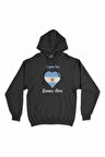 Buenos Aires Arjantin Bayraklı Kalpli Siyah Sweatshirt Hoodie