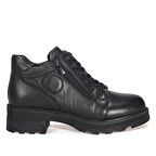 Bordolli Siyah Deri Kadın Bot