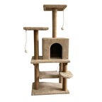 Reyo Pet Y01 Salıncaklı Yuvalı Lüx Kedi Tırmalama Oyun Evi Bej