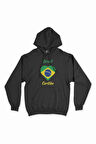 Curitiba Brezilya Bayraklı Kalpli Siyah Sweatshirt Hoodie