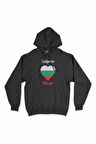 Plovdiv Bulgaristan Bayraklı Kalpli Siyah Sweatshirt Hoodie