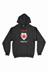 Montreal Canada Bayraklı Kalpli Siyah Sweatshirt Hoodie