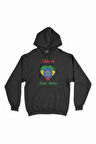 Addis Ababa Etiyopya Bayraklı Kalpli Siyah Sweatshirt Hoodie