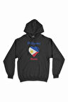 Manila Filipinler Bayraklı Kalpli Siyah Sweatshirt Hoodie