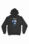 Helsinki Finlandiya Bayraklı Kalpli Siyah Sweatshirt Hoodie