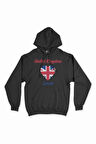 Londra İngiltere Bayraklı Kalpli Siyah Sweatshirt Hoodie