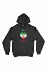 Tahran İran Bayraklı Kalpli Siyah Sweatshirt Hoodie
