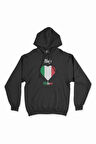 Milano İtalya Bayraklı Kalpli Siyah Sweatshirt Hoodie