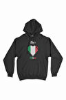 Milano İtalya Bayraklı Kalpli Siyah Sweatshirt Hoodie