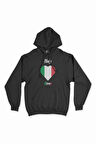 Roma İtalya Bayraklı Kalpli Siyah Sweatshirt Hoodie