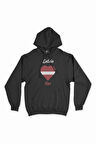 Riga Letonya Bayraklı Kalpli Siyah Sweatshirt Hoodie