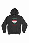 Budapeşte Macaristan Bayraklı Kalpli Siyah Sweatshirt Hoodie