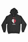 Valletta Malta Bayraklı Kalpli Siyah Sweatshirt Hoodie