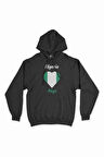 Abuja Nijerya Bayraklı Kalpli Siyah Sweatshirt Hoodie