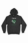 İslamabat Pakistan Bayraklı Kalpli Siyah Sweatshirt Hoodie