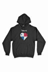 Panama Bayraklı Kalpli Siyah Sweatshirt Hoodie