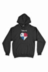 Panama Bayraklı Kalpli Siyah Sweatshirt Hoodie