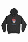 Belgrade Sırbistan Bayraklı Kalpli Siyah Sweatshirt Hoodie