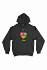 Lome Togo Bayraklı Kalpli Siyah Sweatshirt Hoodie