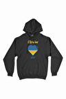 Lviv Ukrayna Bayraklı Kalpli Siyah Sweatshirt Hoodie