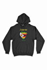 Harare Zimbabwe Bayraklı Kalpli Siyah Sweatshirt Hoodie