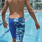 Speedo Allover Leg V Cut Jammer Erkek Çocuk Yüzücü Mayosu Mavi