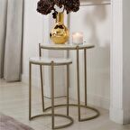 Ronay Dekoratif Gold Zigon Sehpa Seti