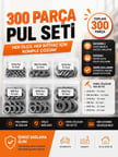 300PCS PUL GALVANİZLİ PUL SETİ