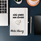 Kişiye Özel Sütü Çilekli Seni Sürekli Tasarımlı Defter