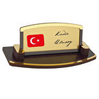 Kişiye Özel Türk Bayraklı Masa İsimliği – Ahşap Şık Tasarım