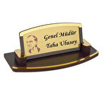 Kişiye Özel Atatürk Tasarımlı  Masa Üstü Ahşap Masa Üstü İsimlik