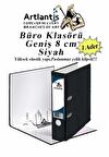 Büro Klasörü Siyah Geniş 1 Adet Plastik Geniş Siyah Klasör Halkalı Paslanmaz Çelik Klipsli 1 Adet