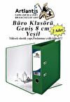 Büro Klasörü Yeşil Geniş 2 Adet Plastik Geniş Yeşil Klasör Halkalı Paslanmaz Çelik Klipsli 2 Adet