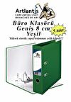 Büro Klasörü Yeşil Geniş 5 Adet Plastik Geniş Yeşil Klasör Halkalı Paslanmaz Çelik Klipsli 5 Adet