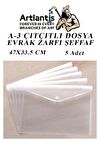 A3 Çıtçıtlı Dosya Şeffaf 5 Adet A-3 Çıtçıtlı Zarf Dosya Transparan 47x33.5 cm Büyük Boy Çıtçıtlı Dosya