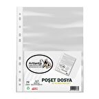 A3 Poşet Dosya Dik 20 li Şeffaf Föy Dosya 1 Paket Ofis Okul Büro Kenarı Delikli Poşet Dosya