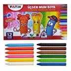 Üçgen Mum Boya 12 Li 1 Paket 12 Renk Üçgen Mumboya Elleri Kirletmeyen Yıkanabilir Silinebilir Karton Kutu