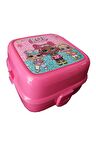 Lol Beslenme Kutusu Pembe 4 Bölmeli 3 Lol Kız Figürlü 1 Adet Yemek Saklama Kabı Beslenme Çantası