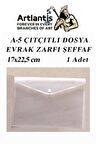 A5 Çıtçıtlı Dosya Şeffaf 1 Adet A-5 Çıtçıtlı Zarf Dosya Transparan 17x22.5 cm Küçük Boy Çıtçıtlı Dosya