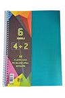 4+2 Ayraçlı Defter 6 Konulu 150 Yaprak 1 Adet 4 Kareli 2 Çizgili Spralli Plastik Kapak Seperatörlü
