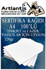 A4 Sertifika Kağıdı Kalın 100 Adet Gramajlı Fotokopi Kağıdı 220 gr Tüm Yazıcılara Uyumlu 21x29.7 cm Kalın Baskı Kağıdı