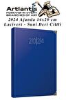2024 Ajanda Lacivert 14x20 cm Çizgili 1 Adet Günlük Planlayıcı Suni Deri Ciltli Ajanda 2024 Ofis Okul Büro