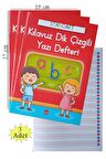 Güzel Yazı Defteri A4 Boy 19x27 cm Kılavuz Dik Çizgili 24 Yaprak 3 Adet Standart Dik Çizgili Yazı Defteri Dik Temel Harflerle 1. Sınıf